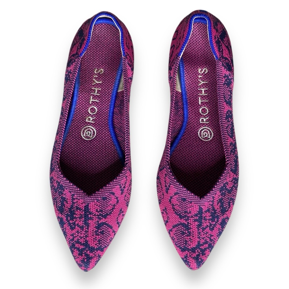 Rothy’s Fuschia Navy Snake Points Size 8 Retired Print